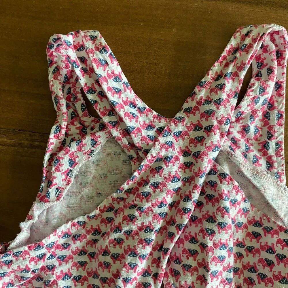 Carter's Crossed Back Elephant Prince Linen Blend Dress Girls' 8